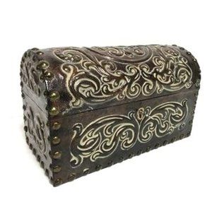 Meryan Leather Covered Spanish Treasure Chest Jewelry Box